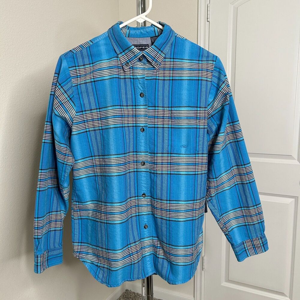 Roper Plaid Button Down Shirt Blue Long Sleeve Cotton Cowboy Western Mens Medium